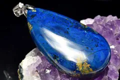 【１点物】シルバー925◇高発色 アズライト(藍銅鉱)　39x22mm　ドロップ ペンダントトップ パワーストーン 天然石 _PC8998