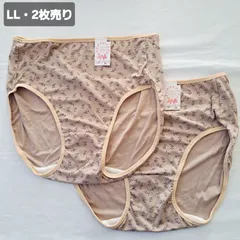 【LL】【2枚売り】ショーツ　LL　2枚　カジュアルショーツ　婦人下着　レディースショーツ　ブラウン　絵柄　柄入りショーツ　♡㊿