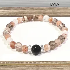 サンストーン✖️ルチルクオーツ✖️オニキス✖️クラック水晶✖️水晶のハーモニー　パワーストーンブレスレット　運気改善　リーダーシップ　邪気祓い　財運　金運　浄化　魔除　祈願達成　サイズ変更対応