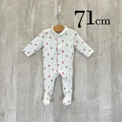 ap11510-3 OBAiBi オバイビ BABY ベビー ロンパース 70 9M 71cm ホワイト 雪だるま 総柄 綿100％ カバーオール 長袖 9ヶ月 OBAÏBI