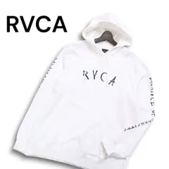 RVCA ルーカ 秋冬 オオカミ ロゴプリント★ 裏起毛 スウェット パーカー プルオーバー フーディー Sz.M メンズ 白 ルカ
