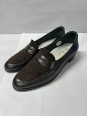 銀座ヨシノヤ ローファー 23.5 茶 スエード 本革 コンビ HV 日本製