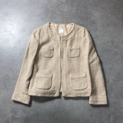 WH150●Te chichi:ノーカラーツイードラメジャケット●M●ベージュ系 セレモニー フォーマル スーツ 卒業 入学 テチチ