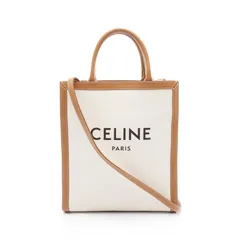 セリーヌ CELINE トートバッグ スモール バーティカル カバ ナチュラル/タン キャンバス レザー バーティカルカバ スモール レディース Used B