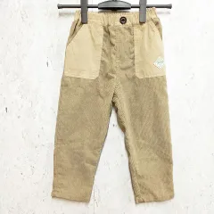 3can4on サンカンシオン コーデュロイパンツ 総ゴム ワンポイント カジュアル キッズ ベージュ 110サイズ ◎、〇◇