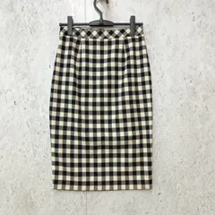 BANANA REPUBLIC バナナリパブリック スリット入りタイトスカート チェック柄 膝丈 ブラック ホワイト サイズ2 ◎_〇◇☆