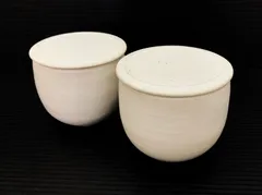 【極美品】ほぼ未使用 陶芸作家 小野俊 蓋物 丸型 白珠釉 蓋付碗 蓋付 お碗 飯碗 汁碗 盛鉢 小鉢 蒸し碗  多用碗 和皿 和食器 湯呑み 湯飲み カップ フリーカップ茶器 陶器製 ペア 2客セット