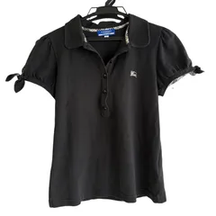 定番【バーバリーブルーレーベル】ニットポロシャツ 半袖 ノバチェック ホース刺繍 BURBERRY バーバリーブルーレーベル 半袖ニット ノバチェック ホース