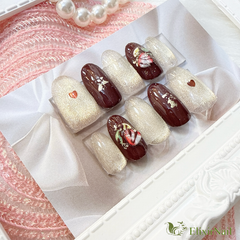 【現品】ネイルチップ　バレンタイン　ベージュ　チョコレート