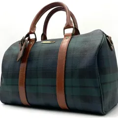 美品● Ralph Lauren ラルフローレン ハンドバッグ ボストンバッグ ミニボストン ロゴ金具 チェック PVC レザー