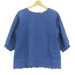 サマンサモスモス ブラウス シャツ トップス 七分袖 プルオーバー レディース Fサイズ ネイビー SM2 【中古】