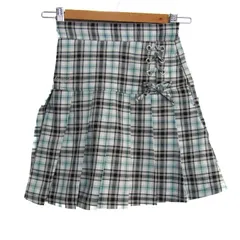 ジェニィ LOVE スカート チェック リボン ボトムス キッズ 女の子用 140サイズ スカイブルー/ブラック/ホワイト JENNI 【中古】