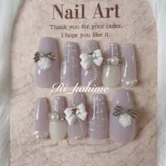 ネイルチップ　現品　フレンチガーリー　ちゅるん　ニュアンス　バレエコア　ワンホン　韓国　メンカラ　推しネイル　y2k  夢かわ　ツイード　バレエコア　パープル　紫　メンカラ　推し