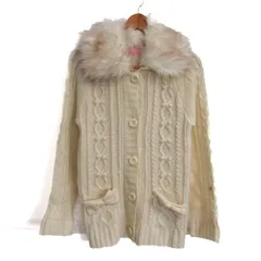 メゾピアノ ニットカーディガン ウール混 リボン ファー トップス キッズ 女の子用 Mサイズ クリーム Mezzo Piano 【中古】