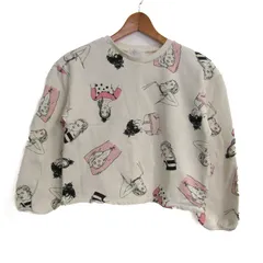 ザラ 長袖シャツ ショート丈 トップス キッズ 女の子用 13/14サイズ ホワイト ZARA 【中古】