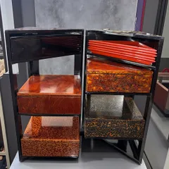 某有名オークション購入品 若挟塗 両開堤重 色変野弁当 遊山箱 漆 木製漆器 希少 時代物 美品