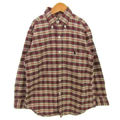 ポロバイラルフローレン 長袖シャツ チェック トップス 記名有 キッズ 男の子用 140サイズ ベージュ/レッド Polo by Ralph Lauren 【中古】のサムネイル