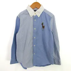 ラルフローレン 長袖シャツ ストライプ ロゴ トップス キッズ 男の子用 6サイズ ブルー RALPH LAUREN 【中古】