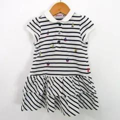 ミキハウス オリジナル ワンピース ボーダー トップス ベビー 女の子用 90サイズ ホワイト/ブラック MIKIHOUSE 【中古】