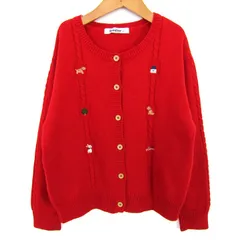 ファミリア カーディガン ウール混 トップス キッズ 女の子用 120サイズ レッド Familiar 【中古】