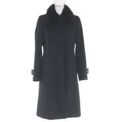 美品 バーバリーロンドン 最高級 裏地チェック ブラック ウールコート 美品◇BURBERRY LONDON バーバリーロンドン 裏チェック柄 襟フォックス