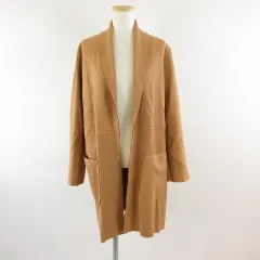 ザラ ZARA コート ひざ丈 長袖 ストレッチ 茶 S *T203