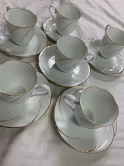 新品  HOYA CHINA  HOYA ホヤチャイナ ホワイト カップ＆ソーサー 6客分 6点セット