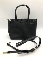 kate spade ケイトスペード k8707 フラッシュ グリッター ファブリック ミックス マテリアル サッチェル 2wayショルダー トート バッグ 黒 ■■◎レディース