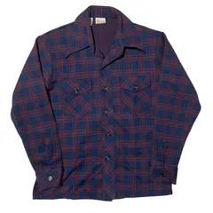 キングスロード シアーズ ポリエステル 赤 紺 チェックシャツ チェック柄 柄シャツ L カジュアル ヴィンテージ アイテム  シャツ レディース ユニセックス メンズ 古着 長袖 CHM