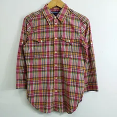 Ralph Lauren SPORT ラルフローレン スポーツ エポレット シャツ 長袖 ロールアップ チェック 古着 コットン ピンク系 6 A428