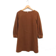 ロペピクニック ROPE Picnic スエードライク ワンピース ひざ丈 長袖 ボートネック ストレートライン 無地 38 ブラウン 茶 /FT11