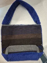 オリジナルのFUR生地トートバッグ ブラウン/ブルー