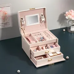 ボックス 収納 アクセサリーケース ジュエリーケース アクセサリーボックス 携帯 軽量 コンパクト 大容量 レザー 韓国 収納 新品アクセサリ