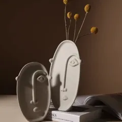 新品 セラミックアートクリエイティブ抽象顔装飾花瓶、デスクトップ装飾飾り、家の装飾、部屋の装飾、装飾ギフト、収集可能な置物さまざま