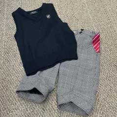 【クリーニング済】COMME CA ISM コムサイズム 　フォーマル上下　ズボン 110　ベスト 120 おまけのネクタイとハンカチーフ付き　管理番号SC118