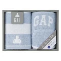 【お取り寄せギフト26R】baby GAP ボーダーベア ウォッシュタオル1P･スタイ1P ブルー 54-5039150(A4)のサムネイル