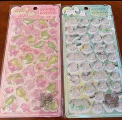 二枚セット　シマエナガ　ウグイス　さくら　立体シール　 ボンボンドロップシール好きにも　海外製