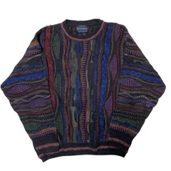 3Dニット ヴィンテージ フローレンス トリコット セーター クージー風 個性的 ブルガリア製 カジュアル モダン 総柄 メンズ レディース ユニセックス 古着 長袖 CHM