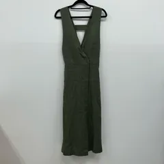 【イオン広店】 中古 URBAN RESEARCH | アーバンリサーチ ワンピース リネンVネックジャンパースカート DR85-26R501 カーキグリーン 【110】