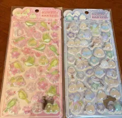 海外製 二枚セット シマエナガ ウグイス さくら 立体シール　ボンボンドロップシール好きにも