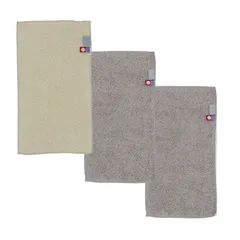 【数量限定】綿100% 3枚組(シルバー2枚・ベージュ1枚)ゆるふわ特殊糸 13×25㎝ ファースト ハーフハンカチ 今治タオル 認定 日本製