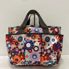 8480　LeSportsac レスポートサック　ハンドバッグ　トートバッグ　花柄　ベージュ　ブラウン　レディース　軽量　カジュアル　シンプル　ポケット多数