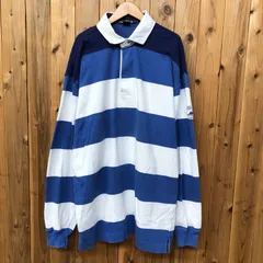 90's nautica ノーティカ メンズL 長袖 ラガーシャツ トップス ボーダー ブルー系 カジュアル ストリート アメカジ ビンテージ古着
