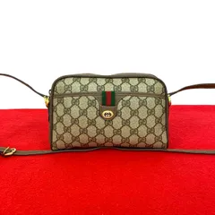 極 美品 GUCCI グッチ オールドグッチ ヴィンテージ シェリーライン GG ロゴ 金具 レザー ミニ ショルダーバッグ ブラウン 21756