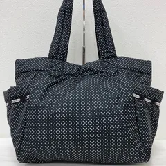 8479　LeSportsac レスポートサック　ハンドバッグ　トートバッグ　ブラック　黒　ドット　水玉　レディース　軽量　カジュアル　シンプル　きれいめ　中綿　大きめ　大容量