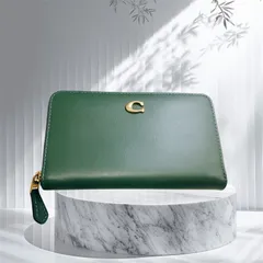 か〇COACH　エッセンシャル　ミディアム　ジップアラウンドウォレット　グリーン