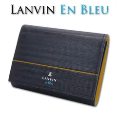 サンプル品 ランバンオンブルー LANVIN en Bleu 牛革 三つ折り財布 ロージュ メンズ ブラック×イエロー 定価18,700円  コンパクト ミニ財布 キャッシュレス 3つ折り財布