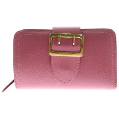 BURBERRY (バーバリー) ロゴ刻印 バックル付 レザー 二つ折り 財布 ウォレット ピンク