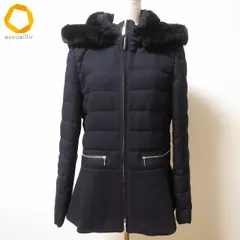 #wnc ダックス DAKS コート 38 濃紺 ダウン レッキスファー フード付き ジップアップ 日本製 レディース [975770]