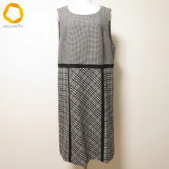 #wnc レリアン Leilian ワンピース 13+ グレー 黒 白 ノースリーブ 千鳥格子 チェック 大きいサイズ レディース [985390]